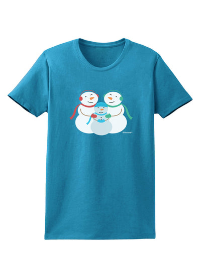 Cute Snowman Family with Boy Womens Dark T-Shirt by TooLoud-Womens T-Shirt-TooLoud-Turquoise-X-Small-Davson Sales