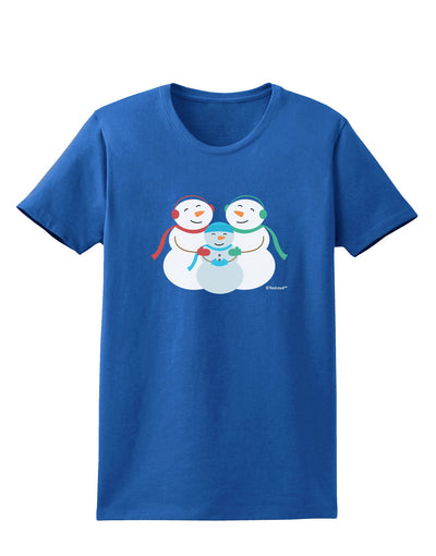 Cute Snowman Family with Boy Womens Dark T-Shirt by TooLoud-Womens T-Shirt-TooLoud-Royal-Blue-X-Small-Davson Sales