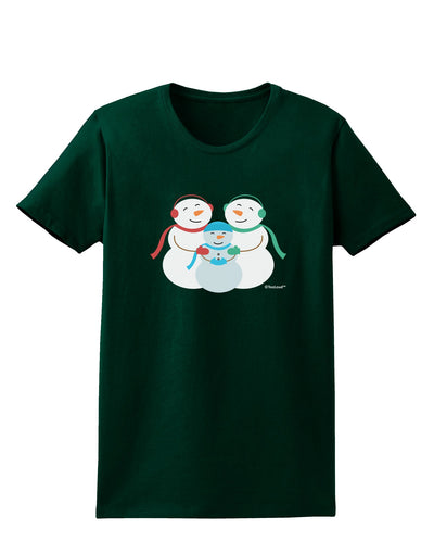 Cute Snowman Family with Boy Womens Dark T-Shirt by TooLoud-Womens T-Shirt-TooLoud-Forest-Green-Small-Davson Sales