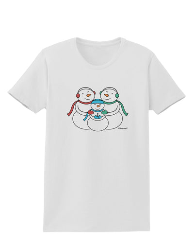 Cute Snowman Family with Boy Womens T-Shirt by TooLoud-Womens T-Shirt-TooLoud-White-X-Small-Davson Sales