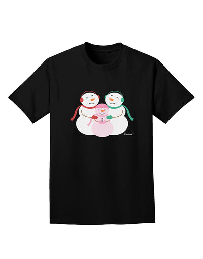 Cute Snowman Family with Girl Adult Dark T-Shirt by TooLoud-Mens T-Shirt-TooLoud-Black-Small-Davson Sales