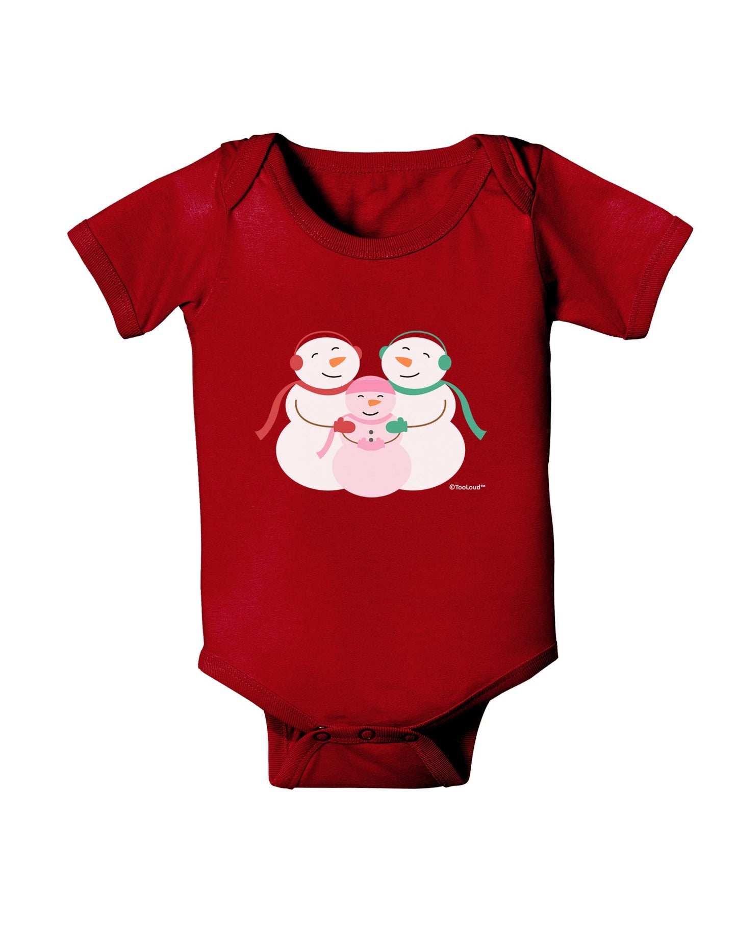 Cute Snowman Family with Girl Baby Romper Bodysuit Dark by TooLoud-Baby Romper-TooLoud-Red-06-Months-Davson Sales