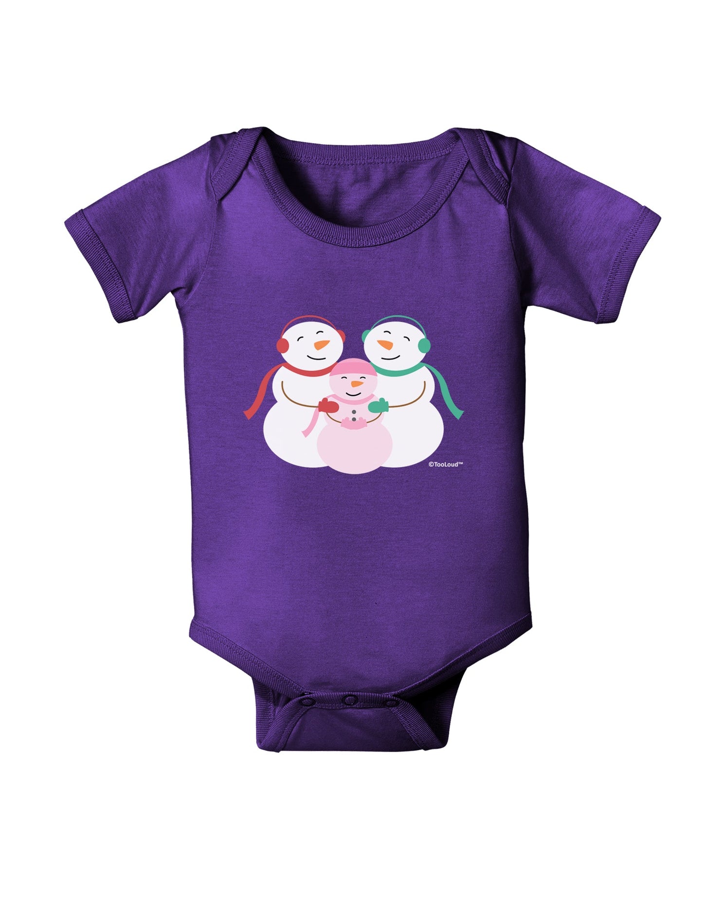 Cute Snowman Family with Girl Baby Romper Bodysuit Dark by TooLoud-Baby Romper-TooLoud-Purple-06-Months-Davson Sales