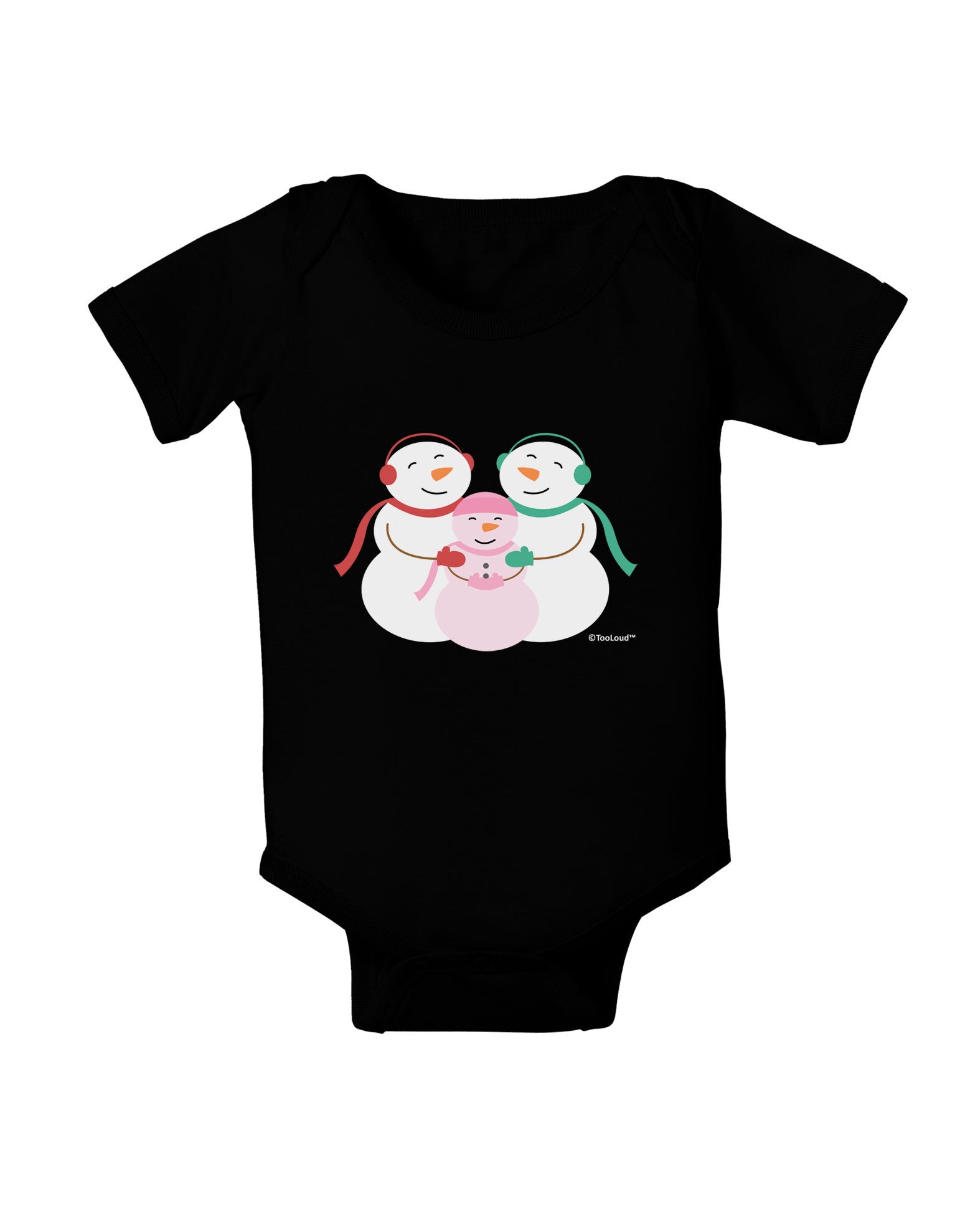 Cute Snowman Family with Girl Baby Romper Bodysuit Dark by TooLoud-Baby Romper-TooLoud-Black-06-Months-Davson Sales