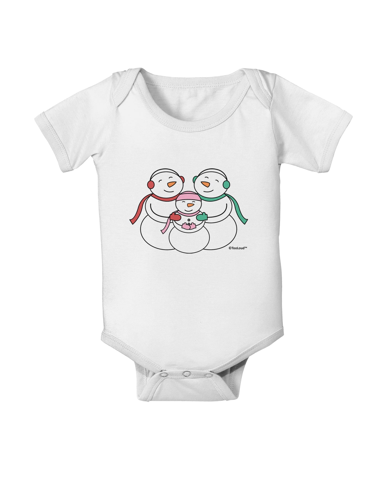 Cute Snowman Family with Girl Baby Romper Bodysuit by TooLoud-Baby Romper-TooLoud-White-06-Months-Davson Sales