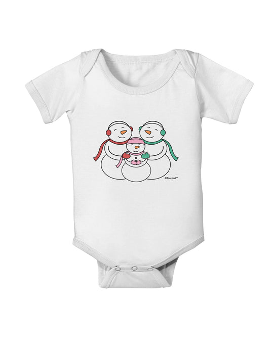 Cute Snowman Family with Girl Baby Romper Bodysuit by TooLoud-Baby Romper-TooLoud-White-06-Months-Davson Sales