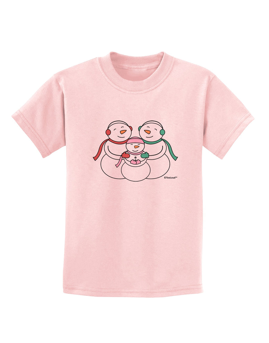 Cute Snowman Family with Girl Childrens T-Shirt by TooLoud-Childrens T-Shirt-TooLoud-White-X-Small-Davson Sales