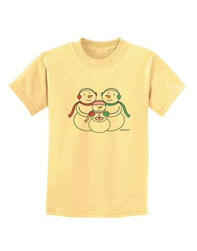 Cute Snowman Family with Girl Childrens T-Shirt by TooLoud-Childrens T-Shirt-TooLoud-Daffodil-Yellow-X-Small-Davson Sales