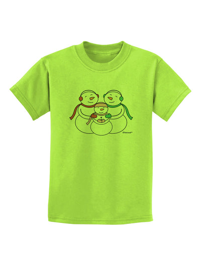 Cute Snowman Family with Girl Childrens T-Shirt by TooLoud-Childrens T-Shirt-TooLoud-Lime-Green-X-Small-Davson Sales