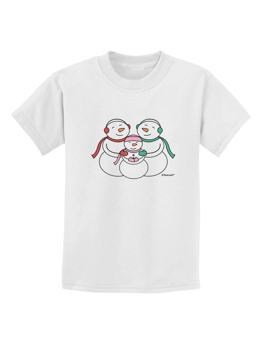 Cute Snowman Family with Girl Childrens T-Shirt by TooLoud-Childrens T-Shirt-TooLoud-White-X-Small-Davson Sales