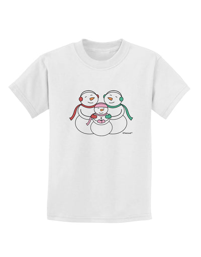 Cute Snowman Family with Girl Childrens T-Shirt by TooLoud-Childrens T-Shirt-TooLoud-White-X-Small-Davson Sales