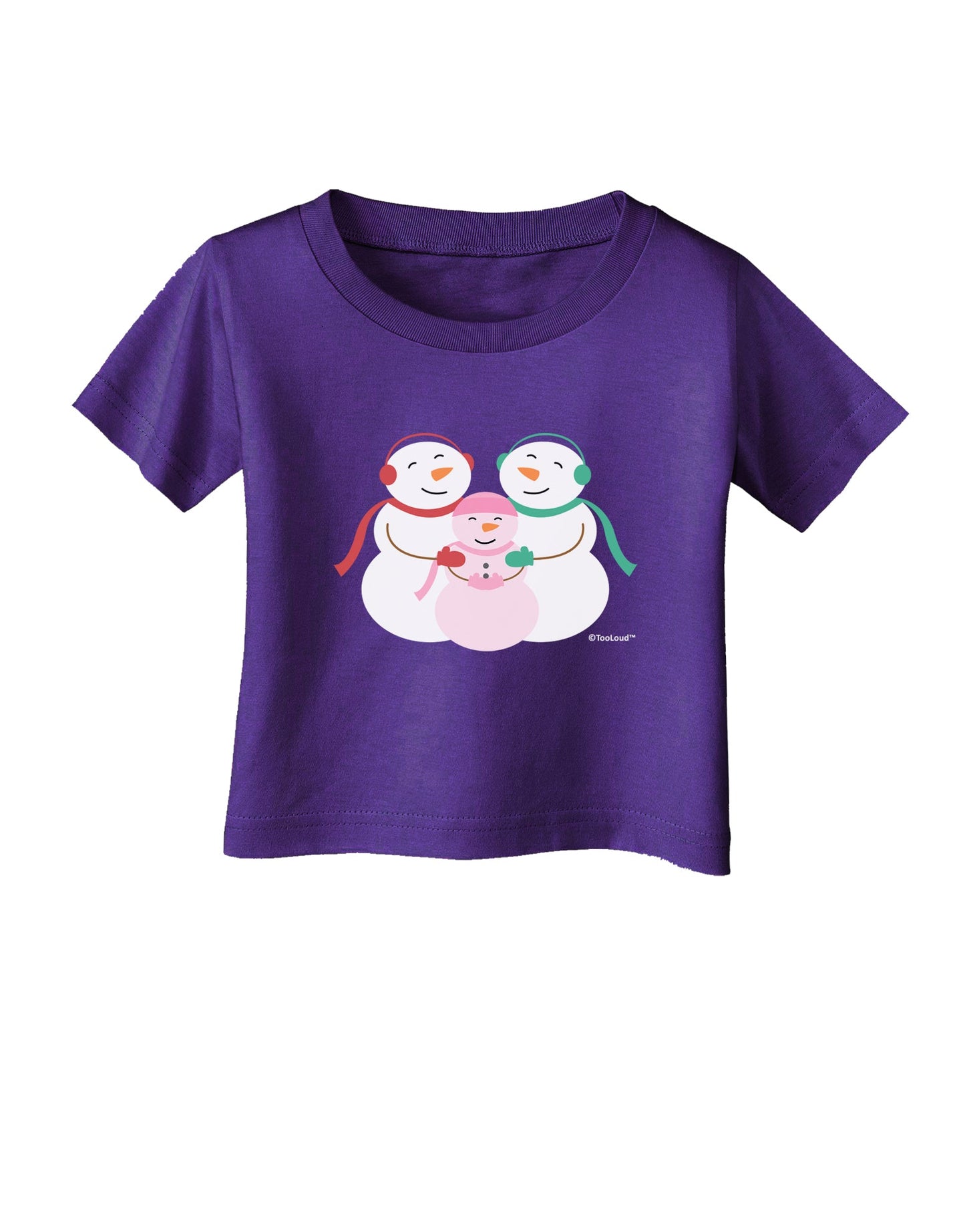 Cute Snowman Family with Girl Infant T-Shirt Dark by TooLoud-Infant T-Shirt-TooLoud-Purple-06-Months-Davson Sales