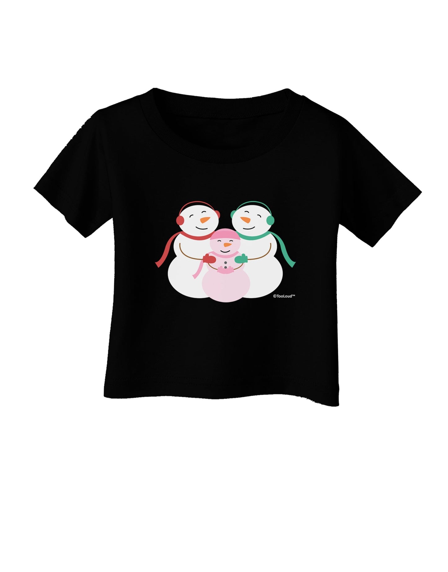 Cute Snowman Family with Girl Infant T-Shirt Dark by TooLoud-Infant T-Shirt-TooLoud-Black-06-Months-Davson Sales