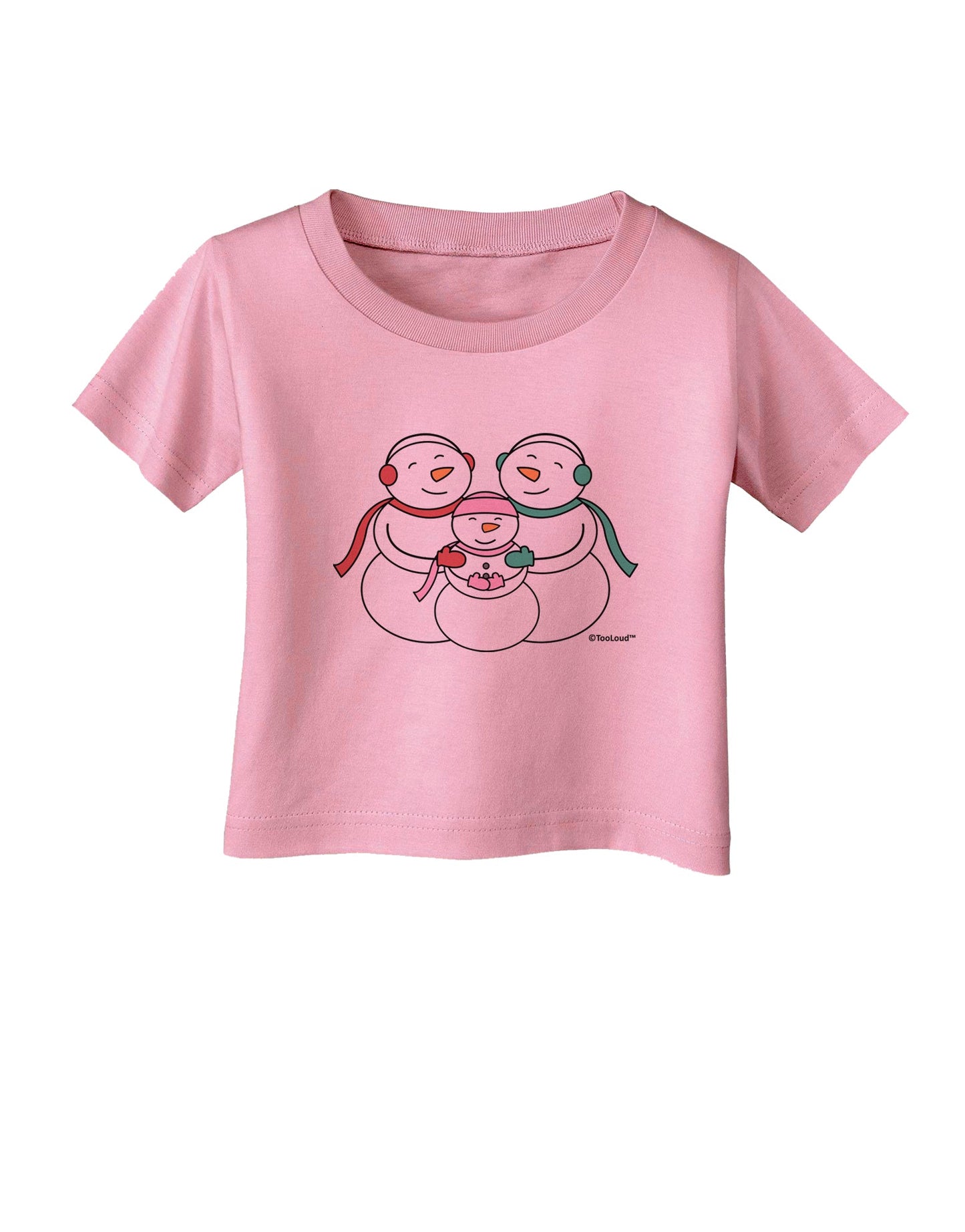 Cute Snowman Family with Girl Infant T-Shirt by TooLoud-Infant T-Shirt-TooLoud-Candy-Pink-06-Months-Davson Sales