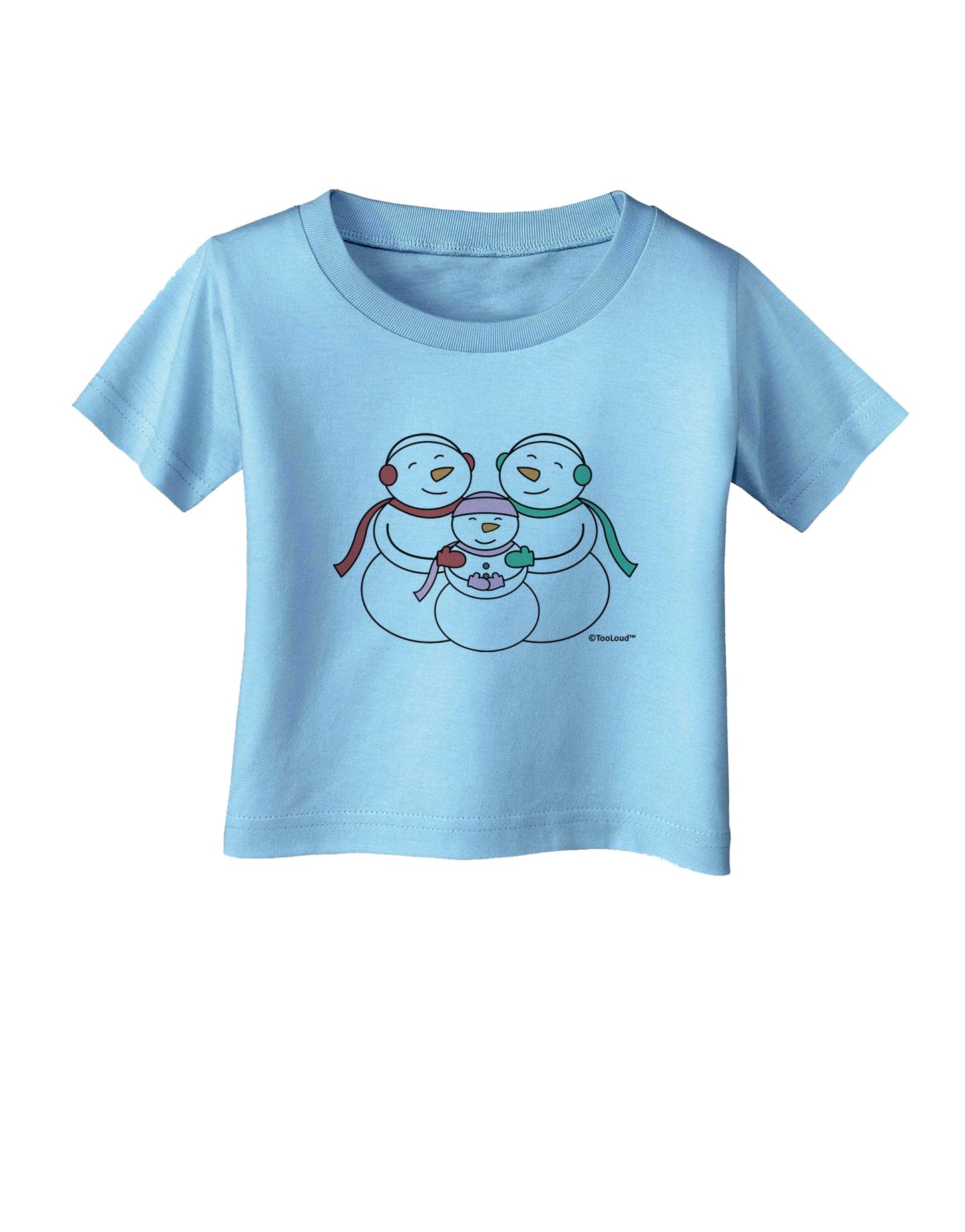 Cute Snowman Family with Girl Infant T-Shirt by TooLoud-Infant T-Shirt-TooLoud-Aquatic-Blue-06-Months-Davson Sales