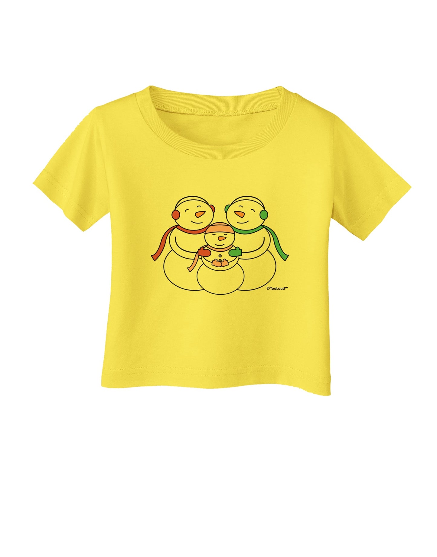 Cute Snowman Family with Girl Infant T-Shirt by TooLoud-Infant T-Shirt-TooLoud-Yellow-06-Months-Davson Sales