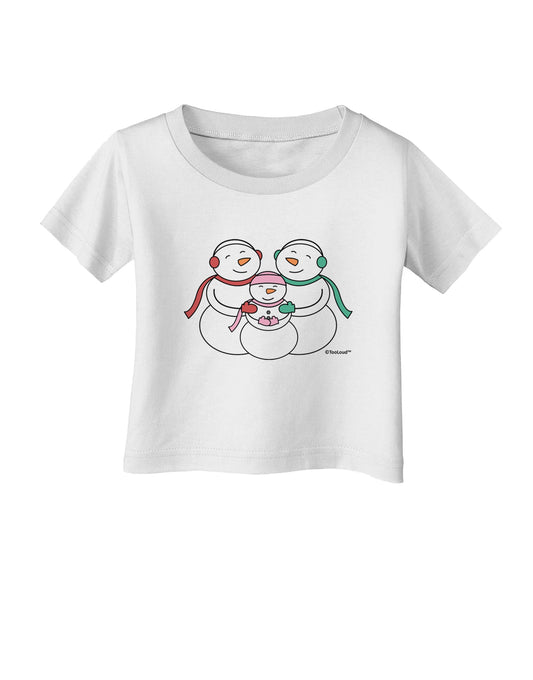 Cute Snowman Family with Girl Infant T-Shirt by TooLoud-Infant T-Shirt-TooLoud-White-06-Months-Davson Sales