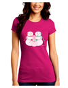 Cute Snowman Family with Girl Juniors Crew Dark T-Shirt by TooLoud-T-Shirts Juniors Tops-TooLoud-Hot-Pink-Juniors Fitted Small-Davson Sales