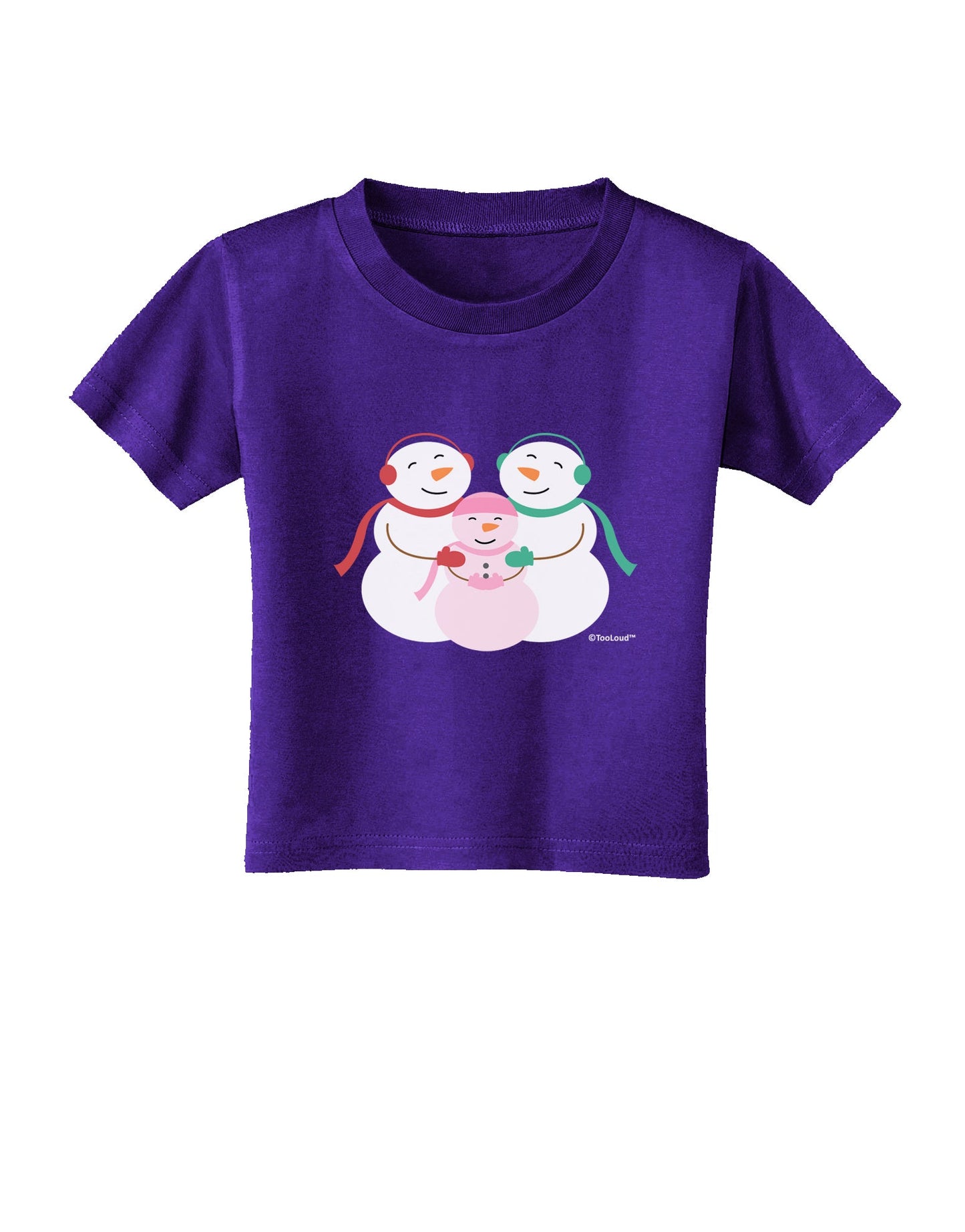 Cute Snowman Family with Girl Toddler T-Shirt Dark by TooLoud-Toddler T-Shirt-TooLoud-Purple-2T-Davson Sales