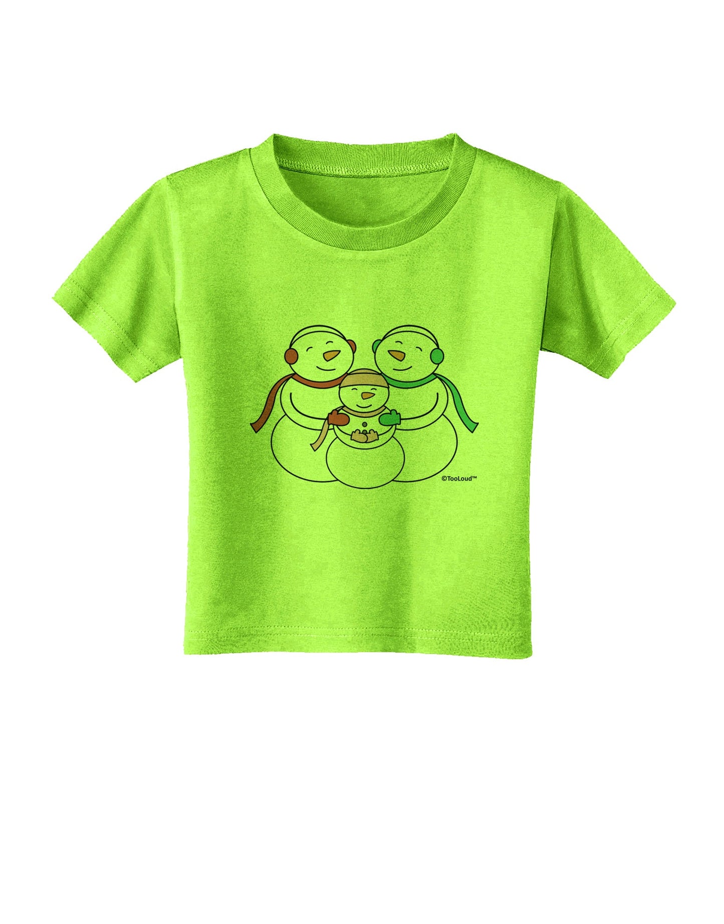 Cute Snowman Family with Girl Toddler T-Shirt by TooLoud-Toddler T-Shirt-TooLoud-Lime-Green-2T-Davson Sales