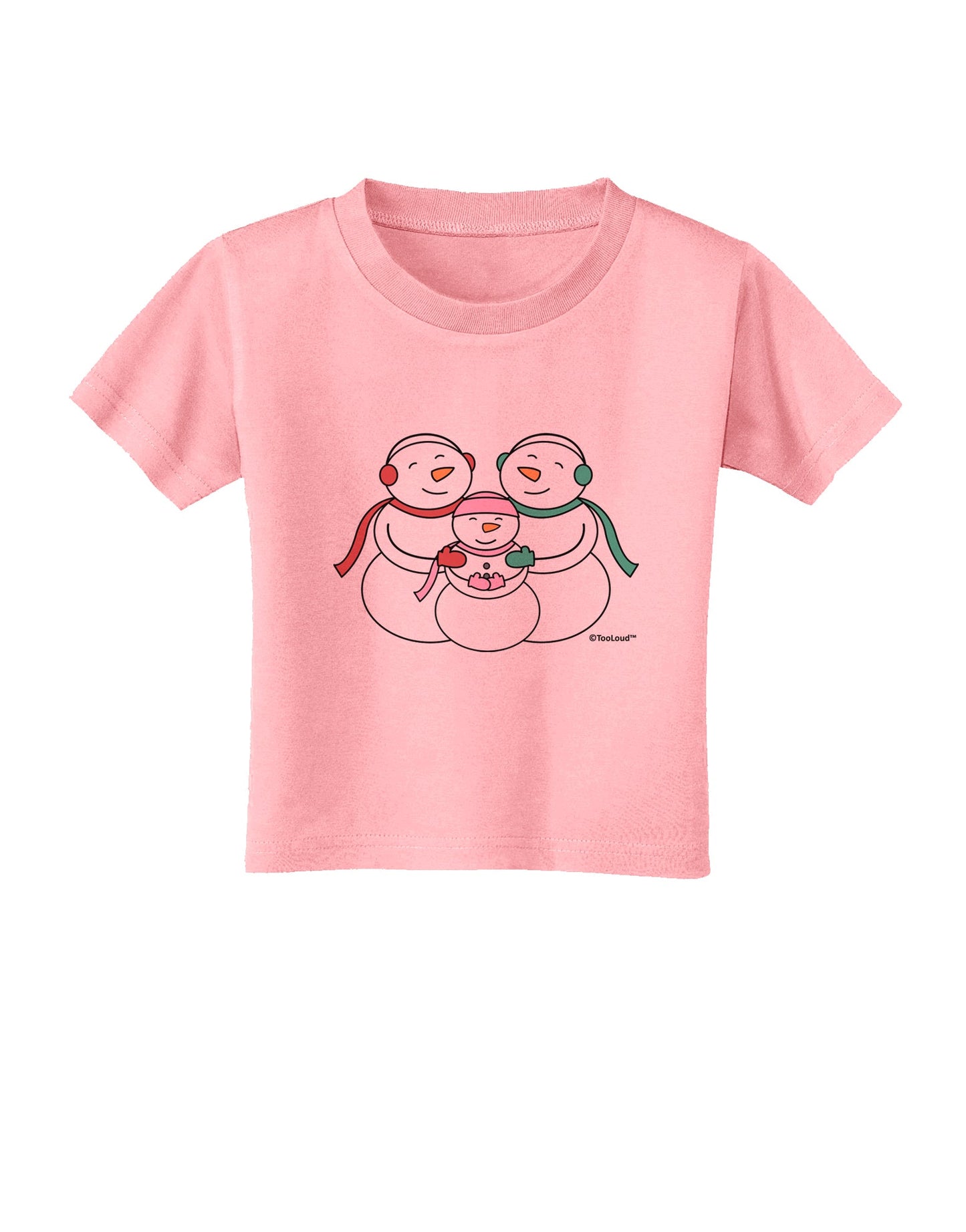 Cute Snowman Family with Girl Toddler T-Shirt by TooLoud-Toddler T-Shirt-TooLoud-Candy-Pink-2T-Davson Sales