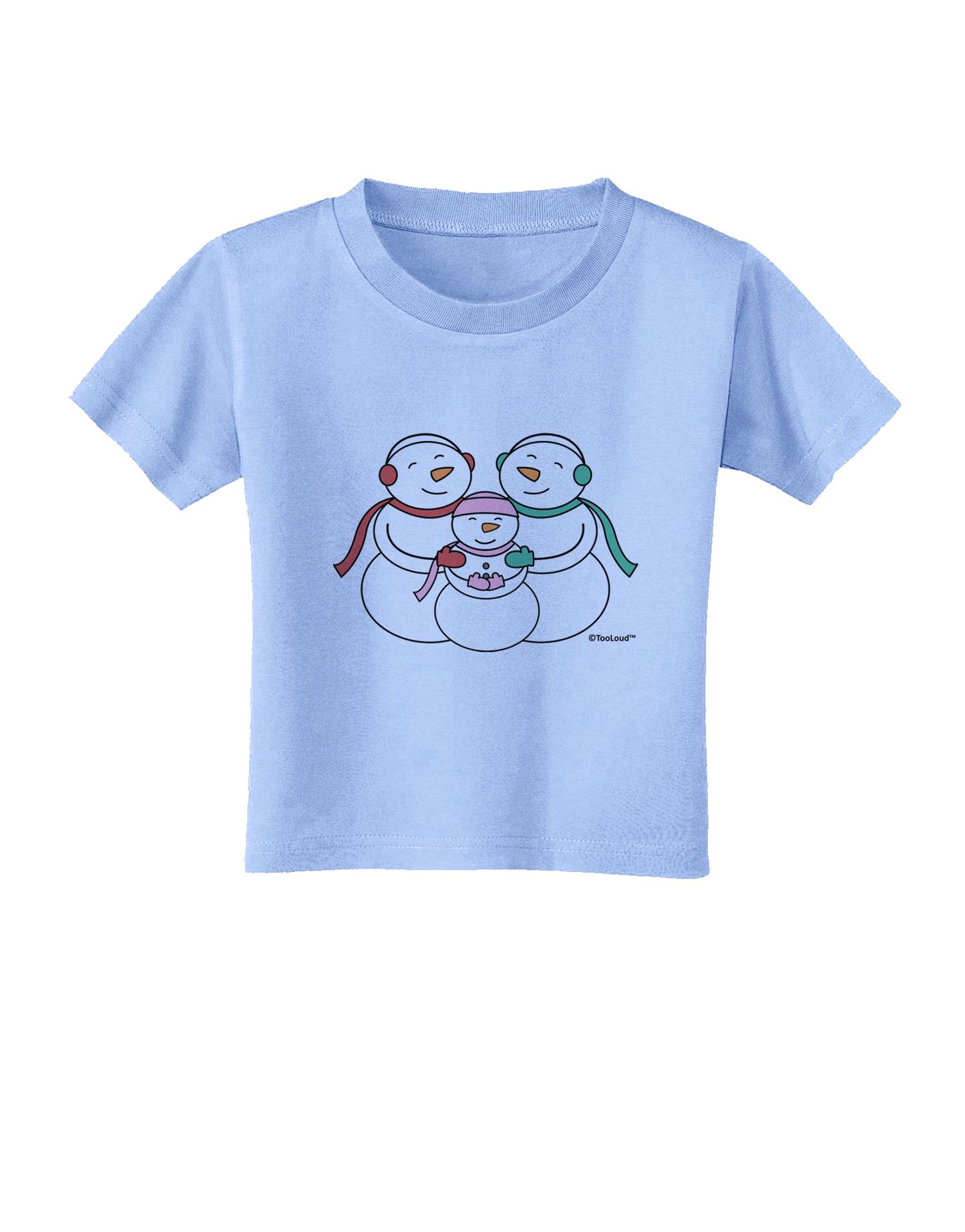 Cute Snowman Family with Girl Toddler T-Shirt by TooLoud-Toddler T-Shirt-TooLoud-Aquatic-Blue-2T-Davson Sales