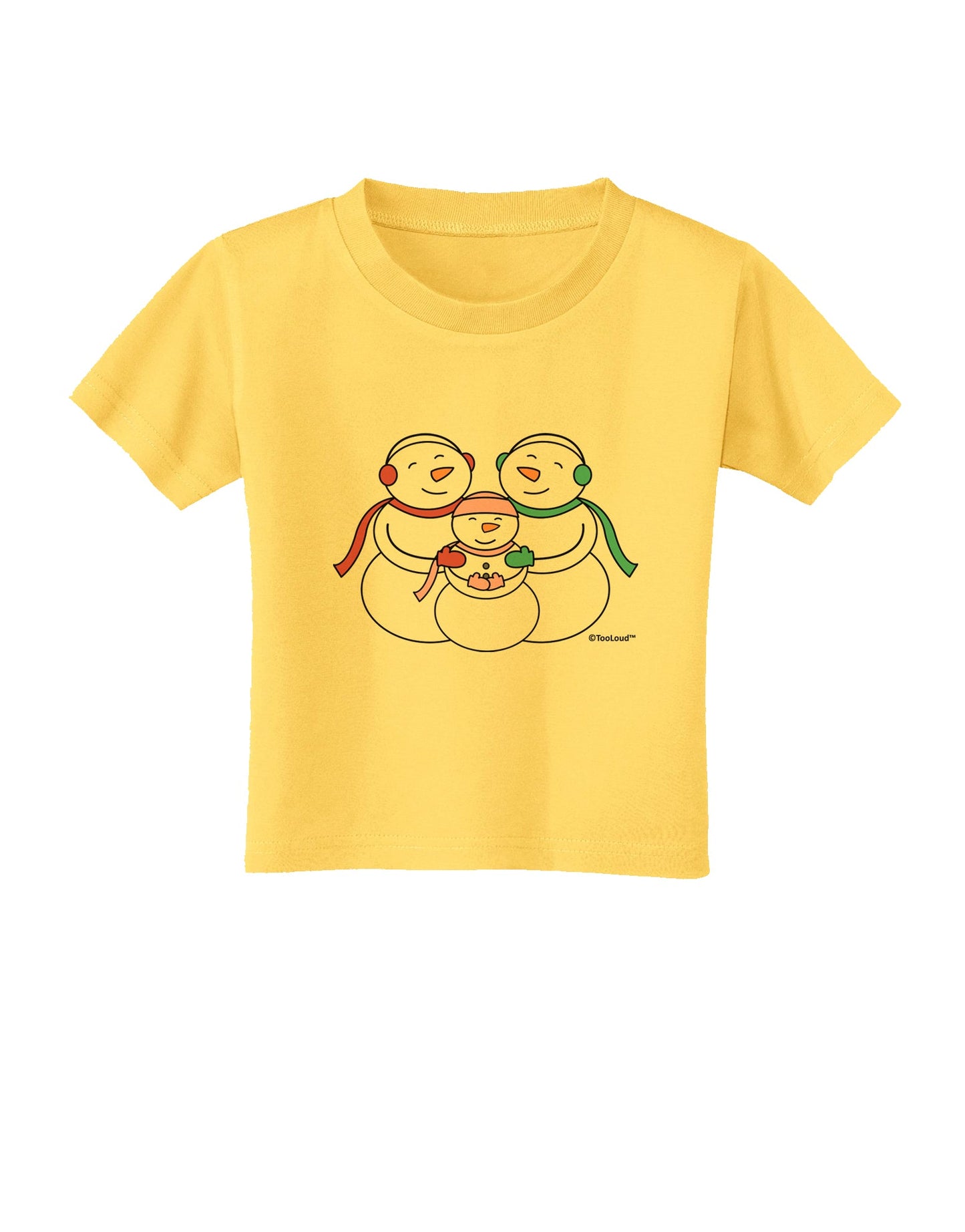Cute Snowman Family with Girl Toddler T-Shirt by TooLoud-Toddler T-Shirt-TooLoud-Yellow-2T-Davson Sales