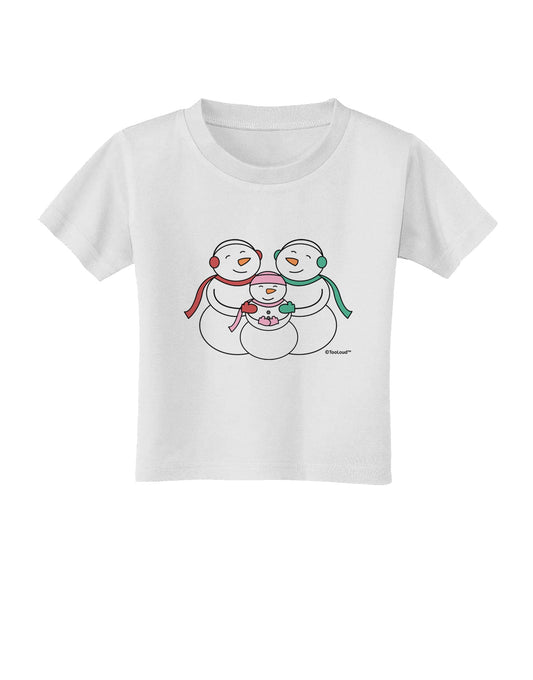 Cute Snowman Family with Girl Toddler T-Shirt by TooLoud-Toddler T-Shirt-TooLoud-White-2T-Davson Sales