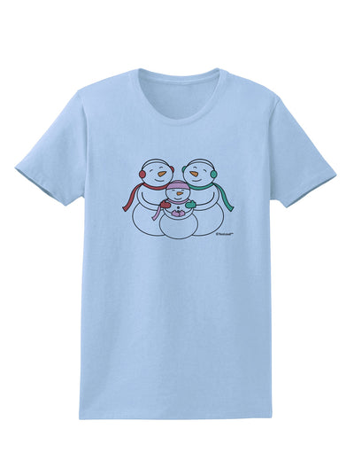 Cute Snowman Family with Girl Womens T-Shirt by TooLoud-Womens T-Shirt-TooLoud-Light-Blue-X-Small-Davson Sales