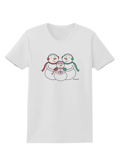 Cute Snowman Family with Girl Womens T-Shirt by TooLoud-Womens T-Shirt-TooLoud-White-X-Small-Davson Sales