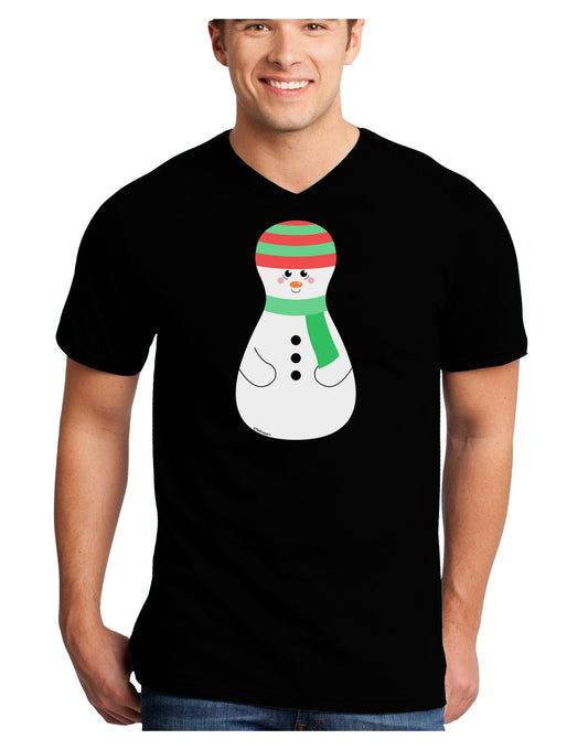 Cute Snowman Matryoshka Nesting Doll - Christmas Adult Dark V-Neck T-Shirt-TooLoud-Black-Small-Davson Sales