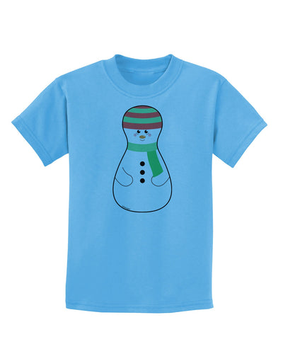 Cute Snowman Matryoshka Nesting Doll - Christmas Childrens T-Shirt-Childrens T-Shirt-TooLoud-Aquatic-Blue-X-Small-Davson Sales