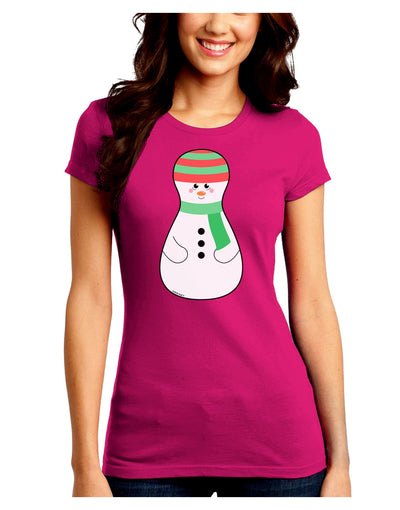 Cute Snowman Matryoshka Nesting Doll - Christmas Juniors Crew Dark T-Shirt-T-Shirts Juniors Tops-TooLoud-Hot-Pink-Juniors Fitted Small-Davson Sales