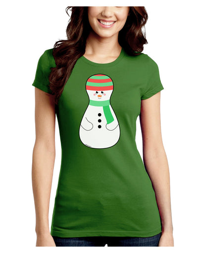 Cute Snowman Matryoshka Nesting Doll - Christmas Juniors Crew Dark T-Shirt-T-Shirts Juniors Tops-TooLoud-Kiwi-Green-Juniors Fitted Small-Davson Sales