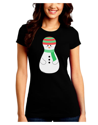 Cute Snowman Matryoshka Nesting Doll - Christmas Juniors Crew Dark T-Shirt-T-Shirts Juniors Tops-TooLoud-Black-Juniors Fitted Small-Davson Sales