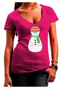 Cute Snowman Matryoshka Nesting Doll - Christmas Juniors V-Neck Dark T-Shirt-Womens V-Neck T-Shirts-TooLoud-Hot-Pink-Juniors Fitted Small-Davson Sales