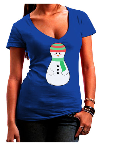 Cute Snowman Matryoshka Nesting Doll - Christmas Juniors V-Neck Dark T-Shirt-Womens V-Neck T-Shirts-TooLoud-Royal-Blue-Juniors Fitted Small-Davson Sales