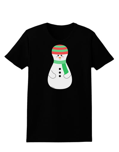 Cute Snowman Matryoshka Nesting Doll - Christmas Womens Dark T-Shirt-TooLoud-Black-X-Small-Davson Sales