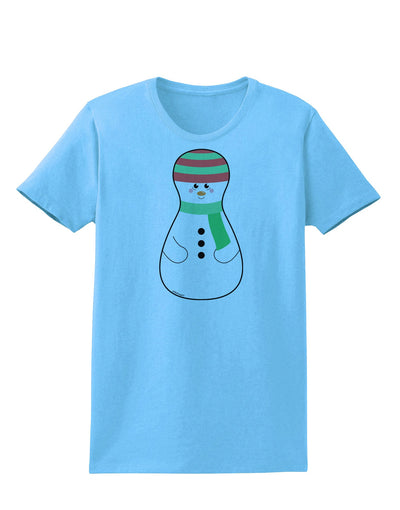 Cute Snowman Matryoshka Nesting Doll - Christmas Womens T-Shirt-Womens T-Shirt-TooLoud-Aquatic-Blue-X-Small-Davson Sales