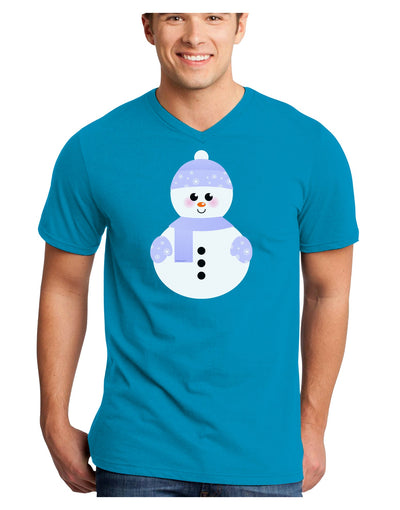 Cute Snowman With Hat and Scarf Christmas Adult Dark V-Neck T-Shirt-TooLoud-Turquoise-Small-Davson Sales