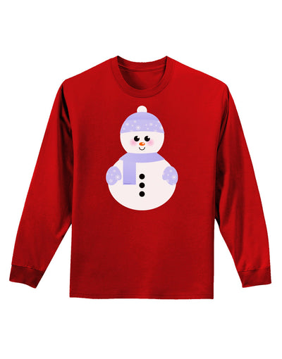 Cute Snowman With Hat and Scarf Christmas Adult Long Sleeve Dark T-Shirt-TooLoud-Red-Small-Davson Sales