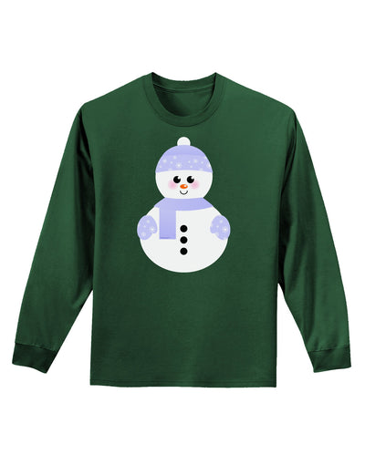 Cute Snowman With Hat and Scarf Christmas Adult Long Sleeve Dark T-Shirt-TooLoud-Dark-Green-Small-Davson Sales