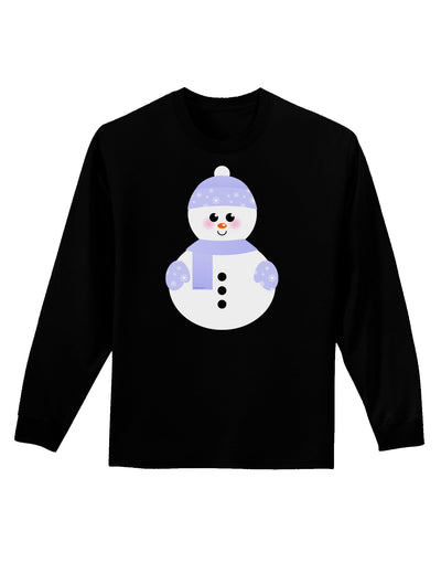 Cute Snowman With Hat and Scarf Christmas Adult Long Sleeve Dark T-Shirt-TooLoud-Black-Small-Davson Sales