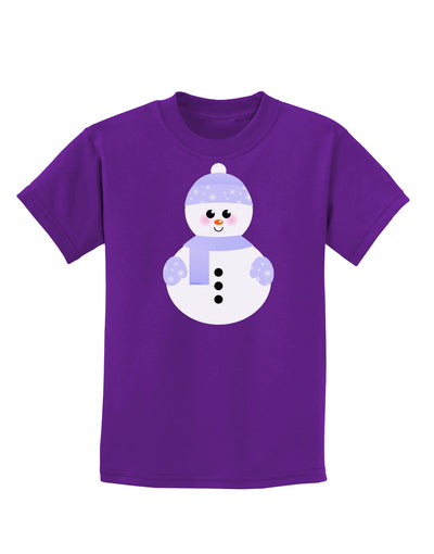 Cute Snowman With Hat and Scarf Christmas Childrens Dark T-Shirt-Childrens T-Shirt-TooLoud-Purple-X-Small-Davson Sales