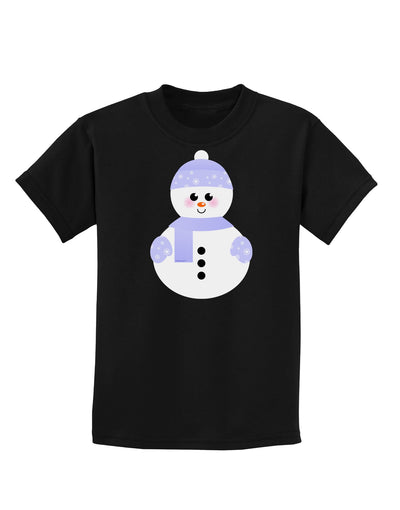 Cute Snowman With Hat and Scarf Christmas Childrens Dark T-Shirt-Childrens T-Shirt-TooLoud-Black-X-Small-Davson Sales