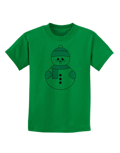 Cute Snowman With Hat and Scarf Christmas Childrens T-Shirt-Childrens T-Shirt-TooLoud-Kelly-Green-X-Small-Davson Sales