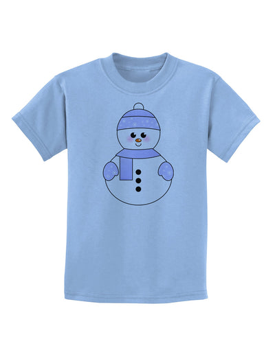 Cute Snowman With Hat and Scarf Christmas Childrens T-Shirt-Childrens T-Shirt-TooLoud-Light-Blue-X-Small-Davson Sales