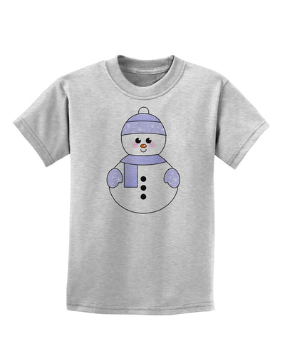 Cute Snowman With Hat and Scarf Christmas Childrens T-Shirt-Childrens T-Shirt-TooLoud-AshGray-X-Small-Davson Sales