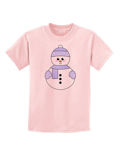 Cute Snowman With Hat and Scarf Christmas Childrens T-Shirt-Childrens T-Shirt-TooLoud-PalePink-X-Small-Davson Sales