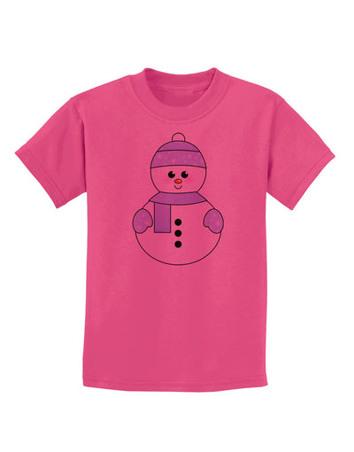 Cute Snowman With Hat and Scarf Christmas Childrens T-Shirt-Childrens T-Shirt-TooLoud-Sangria-X-Small-Davson Sales